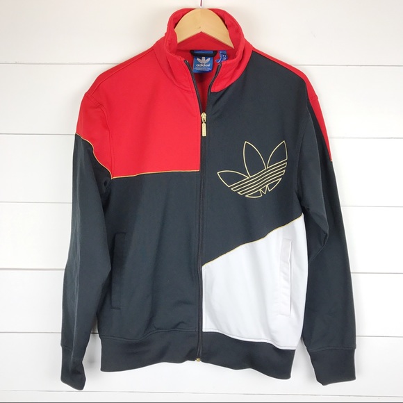 red and gold adidas jacket
